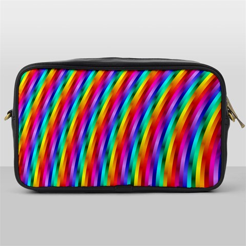 Psychedelic Rainbow Glitter Stripes Toiletries Bag (One Side) from ArtsNow.com Front