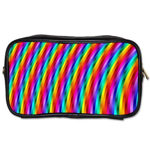 Psychedelic Rainbow Glitter Stripes Toiletries Bag (Two Sides) from ArtsNow.com Front