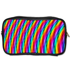 Psychedelic Rainbow Glitter Stripes Toiletries Bag (Two Sides) from ArtsNow.com Front