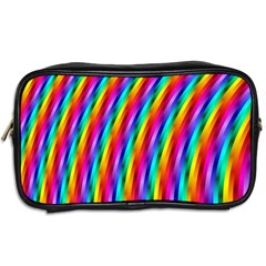 Psychedelic Rainbow Glitter Stripes Toiletries Bag (Two Sides) from ArtsNow.com Back