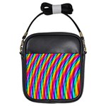 Psychedelic Rainbow Glitter Stripes Girls Sling Bag