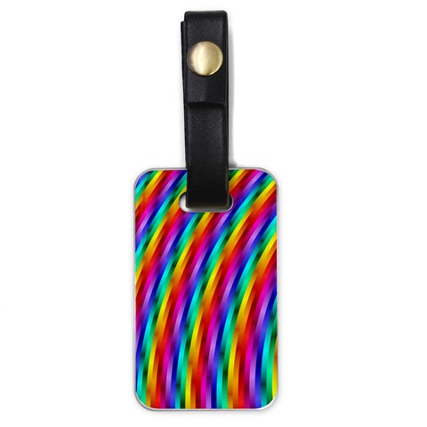 Psychedelic Rainbow Glitter Stripes Luggage Tag (one side) from ArtsNow.com Front