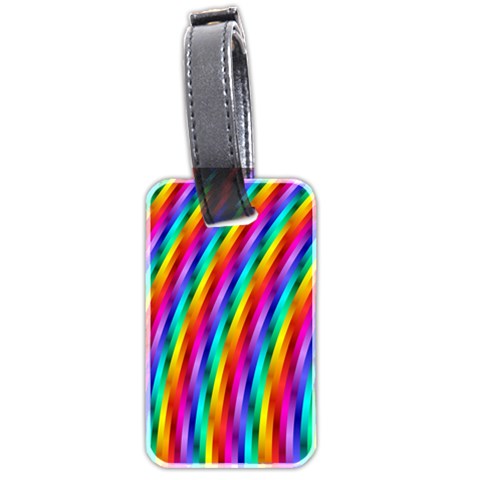 Psychedelic Rainbow Glitter Stripes Luggage Tag (two sides) from ArtsNow.com Back