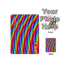 Psychedelic Rainbow Glitter Stripes Playing Cards 54 (Mini) from ArtsNow.com Front - Heart2