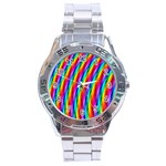 Psychedelic Rainbow Glitter Stripes Stainless Steel Analogue Watch