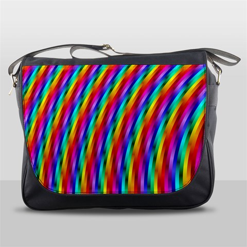 Psychedelic Rainbow Glitter Stripes Messenger Bag from ArtsNow.com Front