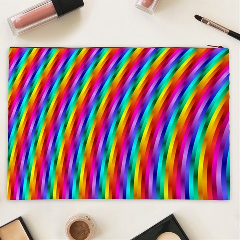 Psychedelic Rainbow Glitter Stripes Cosmetic Bag (XXL) from ArtsNow.com Back