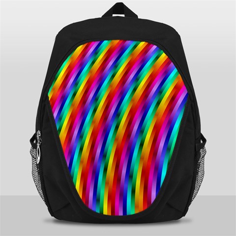 Psychedelic Rainbow Glitter Stripes Backpack Bag from ArtsNow.com Front