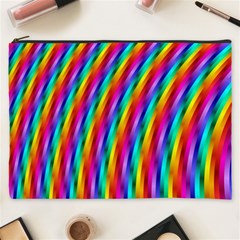 Psychedelic Rainbow Glitter Stripes Cosmetic Bag (XXXL) from ArtsNow.com Front