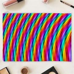 Psychedelic Rainbow Glitter Stripes Cosmetic Bag (XXXL) from ArtsNow.com Front