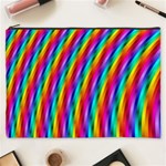 Psychedelic Rainbow Glitter Stripes Cosmetic Bag (XXXL)