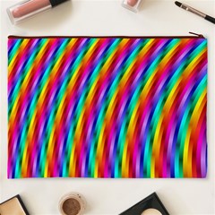 Psychedelic Rainbow Glitter Stripes Cosmetic Bag (XXXL) from ArtsNow.com Back