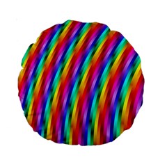 Psychedelic Rainbow Glitter Stripes Standard 15  Premium Round Cushion  from ArtsNow.com Front