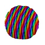 Psychedelic Rainbow Glitter Stripes Standard 15  Premium Round Cushion 