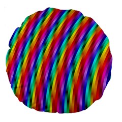 Psychedelic Rainbow Glitter Stripes Large 18  Premium Round Cushion  from ArtsNow.com Front