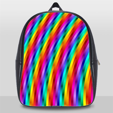 Psychedelic Rainbow Glitter Stripes School Bag (XL) from ArtsNow.com Front