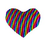 Psychedelic Rainbow Glitter Stripes Standard 16  Premium Heart Shape Cushion 