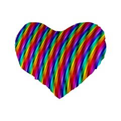 Psychedelic Rainbow Glitter Stripes Standard 16  Premium Heart Shape Cushion  from ArtsNow.com Back