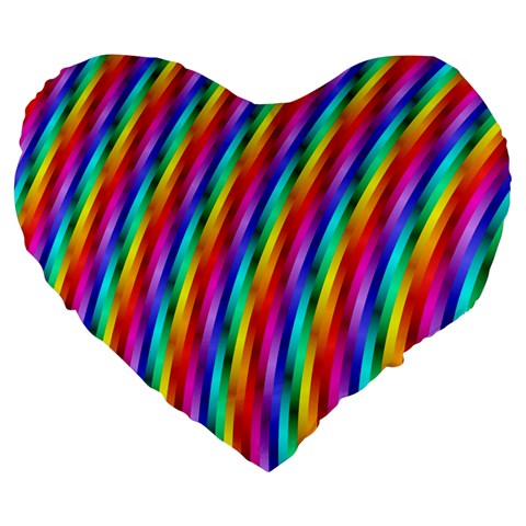 Psychedelic Rainbow Glitter Stripes Large 19  Premium Heart Shape Cushion from ArtsNow.com Front