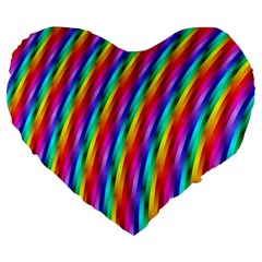 Psychedelic Rainbow Glitter Stripes Large 19  Premium Heart Shape Cushion from ArtsNow.com Front