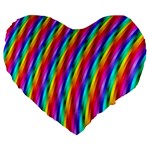 Psychedelic Rainbow Glitter Stripes Large 19  Premium Heart Shape Cushion