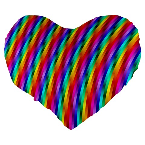 Psychedelic Rainbow Glitter Stripes Large 19  Premium Heart Shape Cushion from ArtsNow.com Back