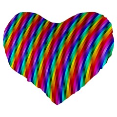 Psychedelic Rainbow Glitter Stripes Large 19  Premium Heart Shape Cushion from ArtsNow.com Back