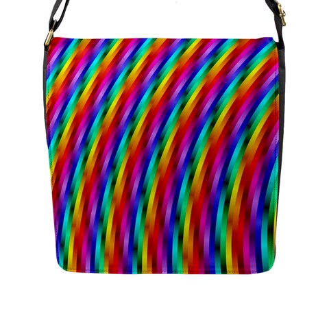 Psychedelic Rainbow Glitter Stripes Flap Closure Messenger Bag (L) from ArtsNow.com Front