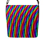 Psychedelic Rainbow Glitter Stripes Flap Closure Messenger Bag (L)