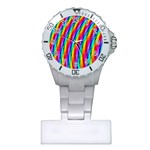 Psychedelic Rainbow Glitter Stripes Plastic Nurses Watch