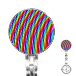 Psychedelic Rainbow Glitter Stripes Stainless Steel Nurses Watch