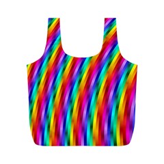 Psychedelic Rainbow Glitter Stripes Full Print Recycle Bag (M) from ArtsNow.com Front