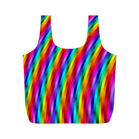 Psychedelic Rainbow Glitter Stripes Full Print Recycle Bag (M) from ArtsNow.com Back