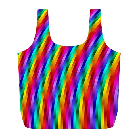 Psychedelic Rainbow Glitter Stripes Full Print Recycle Bag (L) from ArtsNow.com Front