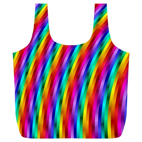 Psychedelic Rainbow Glitter Stripes Full Print Recycle Bag (XL) from ArtsNow.com Front