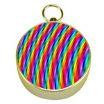 Psychedelic Rainbow Glitter Stripes Gold Compass