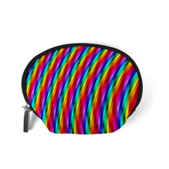 Psychedelic Rainbow Glitter Stripes Accessory Pouch (Small) from ArtsNow.com Back