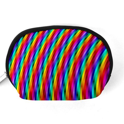 Psychedelic Rainbow Glitter Stripes Accessory Pouch (Medium) from ArtsNow.com Back