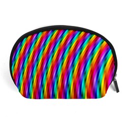 Psychedelic Rainbow Glitter Stripes Accessory Pouch (Large) from ArtsNow.com Front