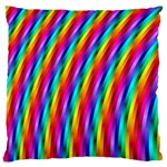 Psychedelic Rainbow Glitter Stripes Large Flano Cushion Case (One Side)