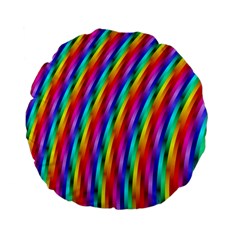 Psychedelic Rainbow Glitter Stripes Standard 15  Premium Flano Round Cushion  from ArtsNow.com Front