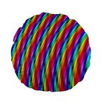 Psychedelic Rainbow Glitter Stripes Standard 15  Premium Flano Round Cushion 