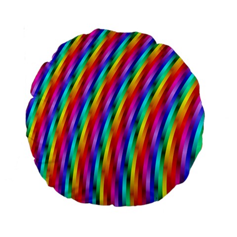 Psychedelic Rainbow Glitter Stripes Standard 15  Premium Flano Round Cushion  from ArtsNow.com Back