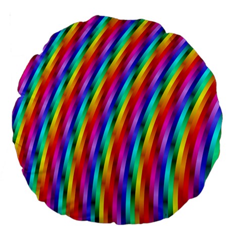 Psychedelic Rainbow Glitter Stripes Large 18  Premium Flano Round Cushion  from ArtsNow.com Front