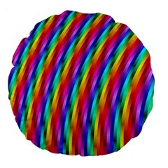 Psychedelic Rainbow Glitter Stripes Large 18  Premium Flano Round Cushion  from ArtsNow.com Front