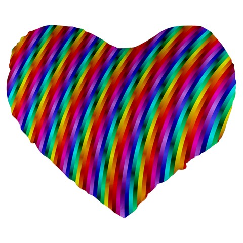 Psychedelic Rainbow Glitter Stripes Large 19  Premium Flano Heart Shape Cushion from ArtsNow.com Front