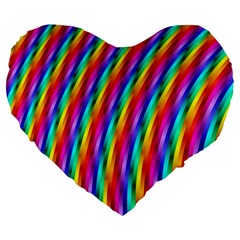 Psychedelic Rainbow Glitter Stripes Large 19  Premium Flano Heart Shape Cushion from ArtsNow.com Front