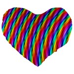 Psychedelic Rainbow Glitter Stripes Large 19  Premium Flano Heart Shape Cushion