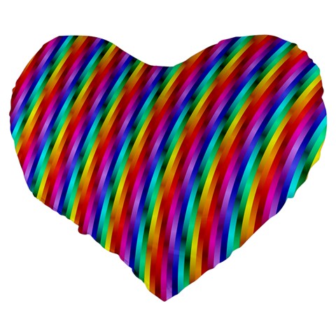 Psychedelic Rainbow Glitter Stripes Large 19  Premium Flano Heart Shape Cushion from ArtsNow.com Back