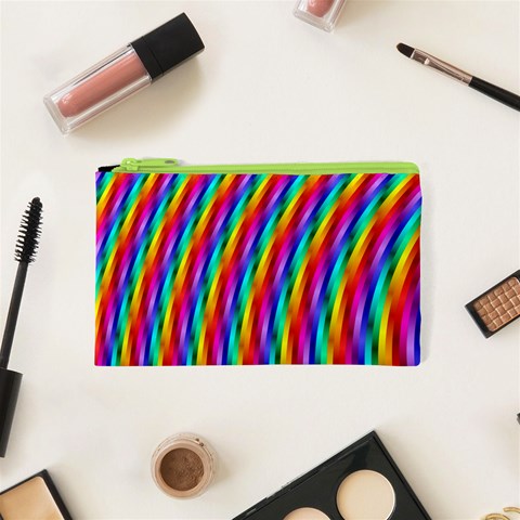 Psychedelic Rainbow Glitter Stripes Cosmetic Bag (XS) from ArtsNow.com Front